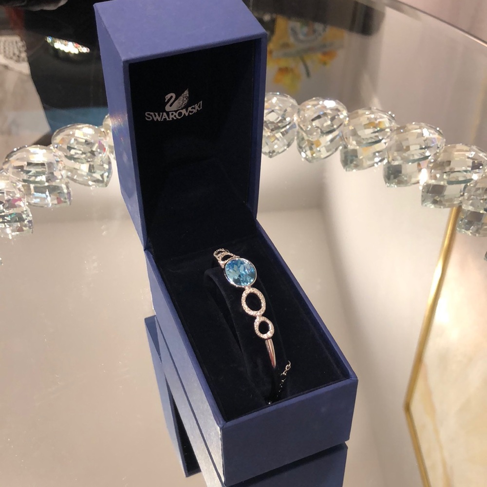 Swarovski Blue and White Crystal Adjustable Bracelet